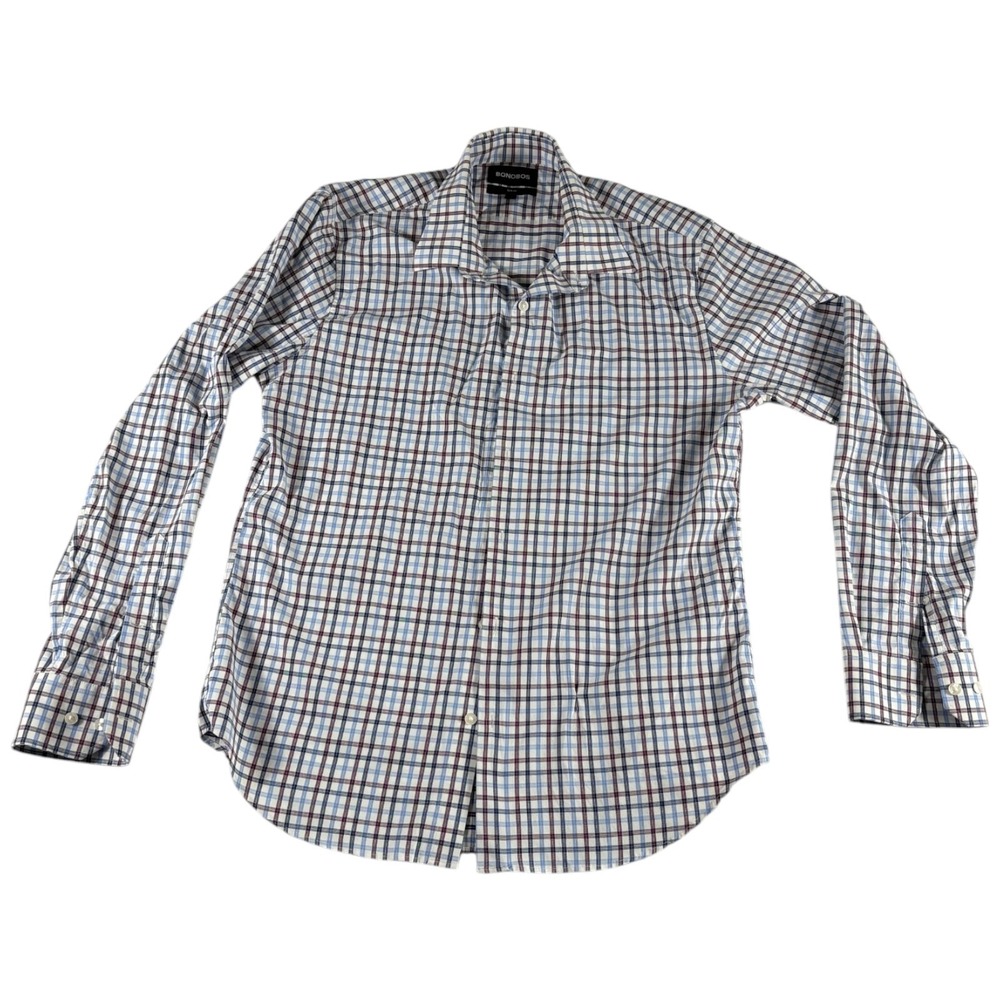 Bonobos Slim Fit Shirt Mens Large Multicolor Plaid Spread Collar Shirttail Hem